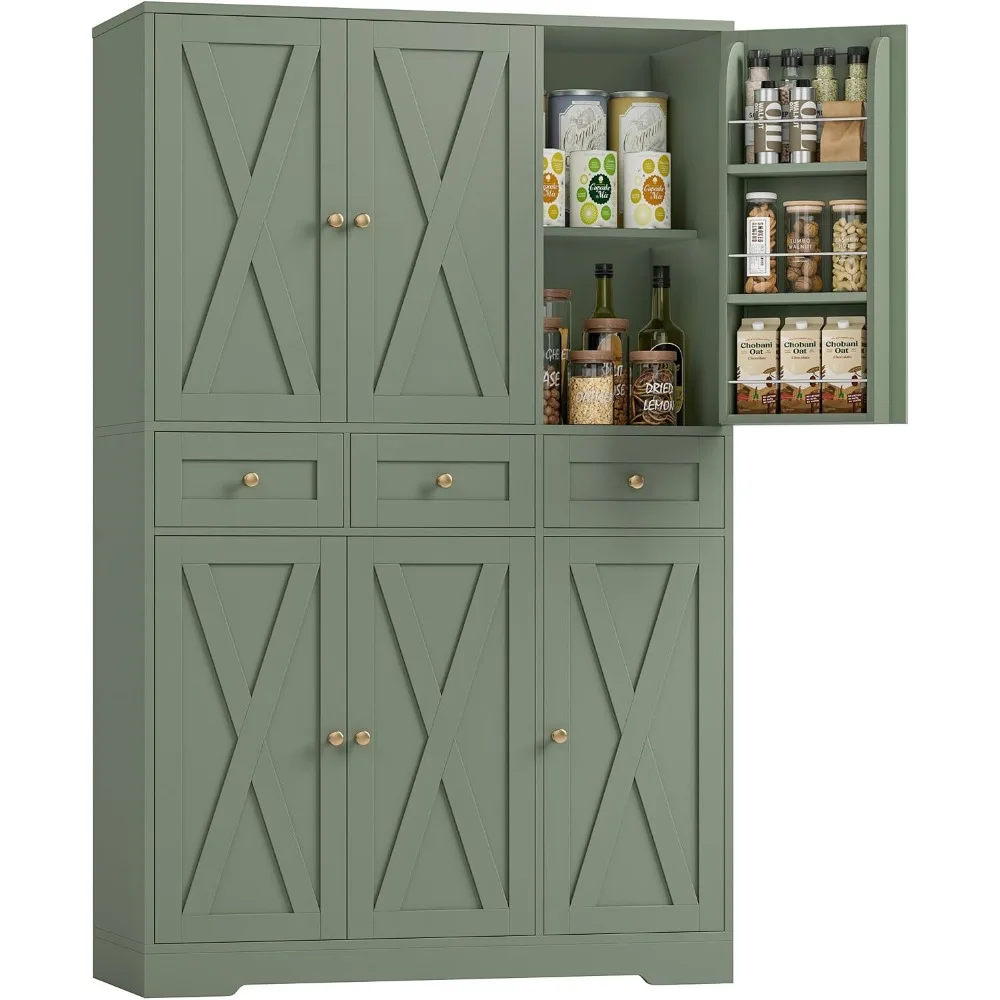 Food Storage Without Pantry - HOSTACK 67인치 팜하우스 주방 팬트리 수납장(서랍