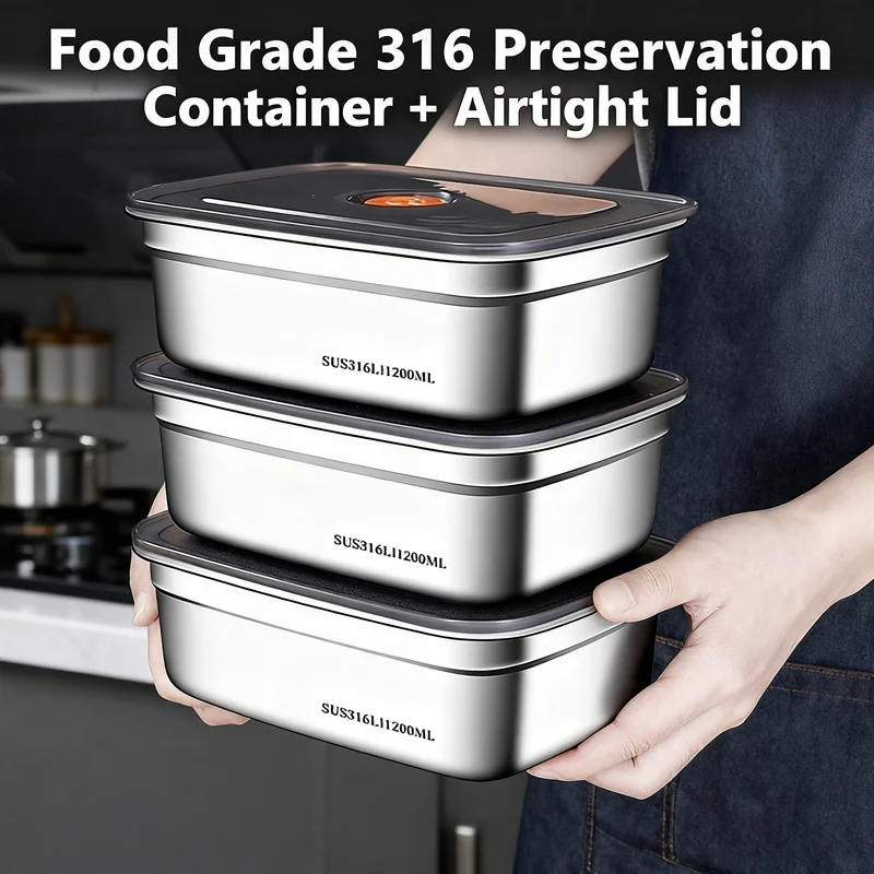 Food Storage Microwave Safe - 대용량 스테인리스 스틸 누수 방지 밀폐형