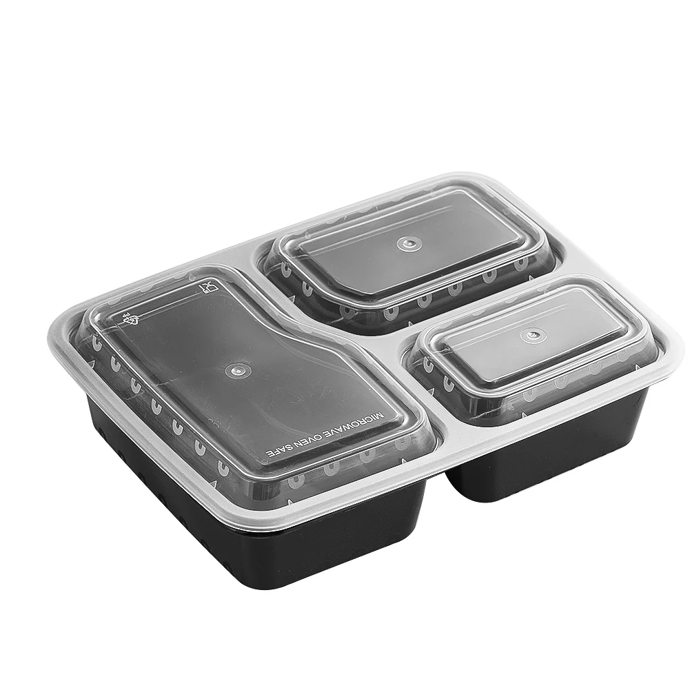 Food Storage Microwave Safe - 7팩 3칸 식사 준비 용기 뚜껑이