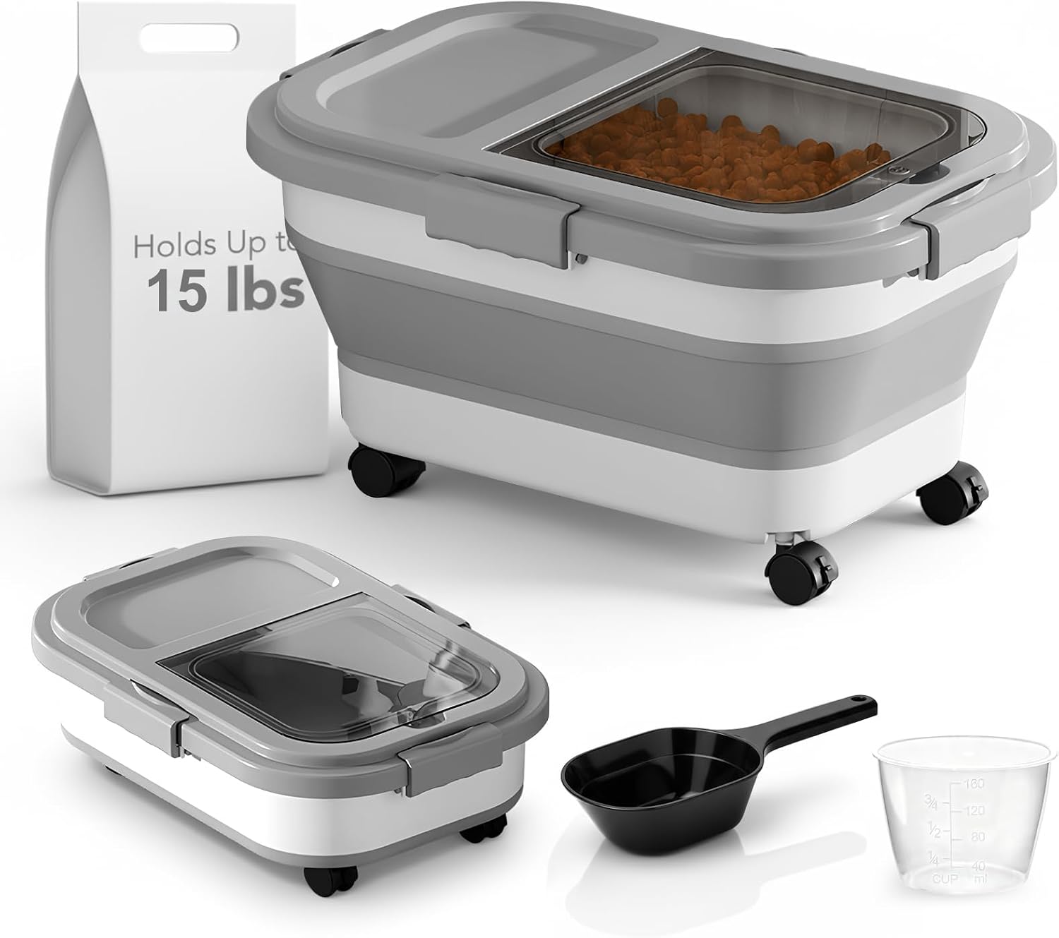 Food Storage On Wheels - 접이식 바퀴 달린 대용량 밀폐형 애완견