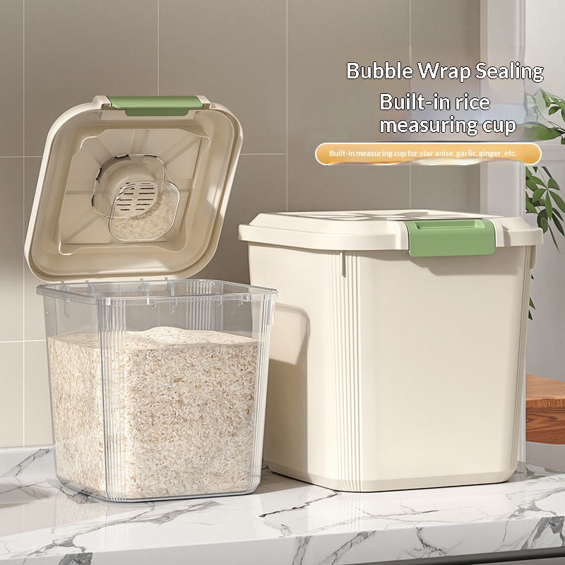 Food Storage On Wheels - 1개입 식품 등급 투명 쌀통(바퀴 포함),