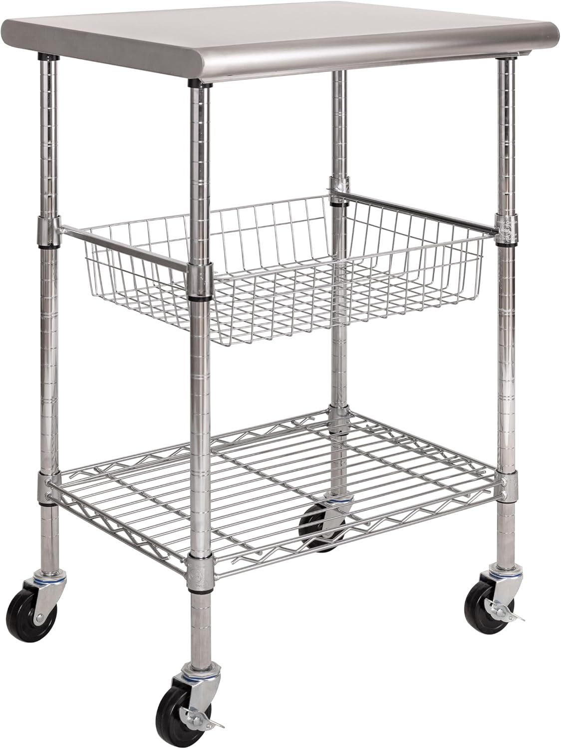 Food Storage On Wheels - 스테인리스 스틸 상업용 조리대 카트, 이동식