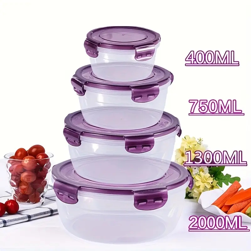 Food Storage Order - 플라스틱 식품 보관 용기 4개, 도시락,