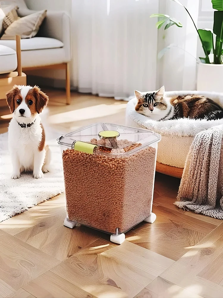 Food Storage On Wheels - 대용량 투명 강아지 및 고양이 사료