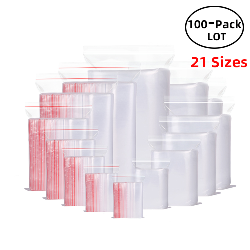 Food Storage Zip Lock Bags - 100 개/갑 Resealable 지퍼 잠금 가방
