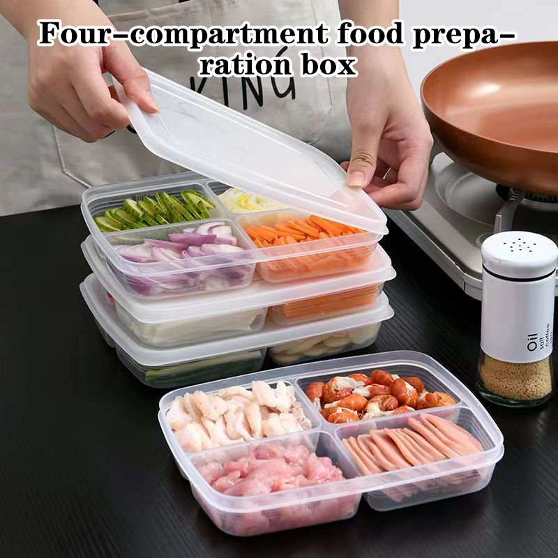 Food Storage Order - 새로운【4칸 플라스틱 보관함 휴대용 칸막이 냉장고