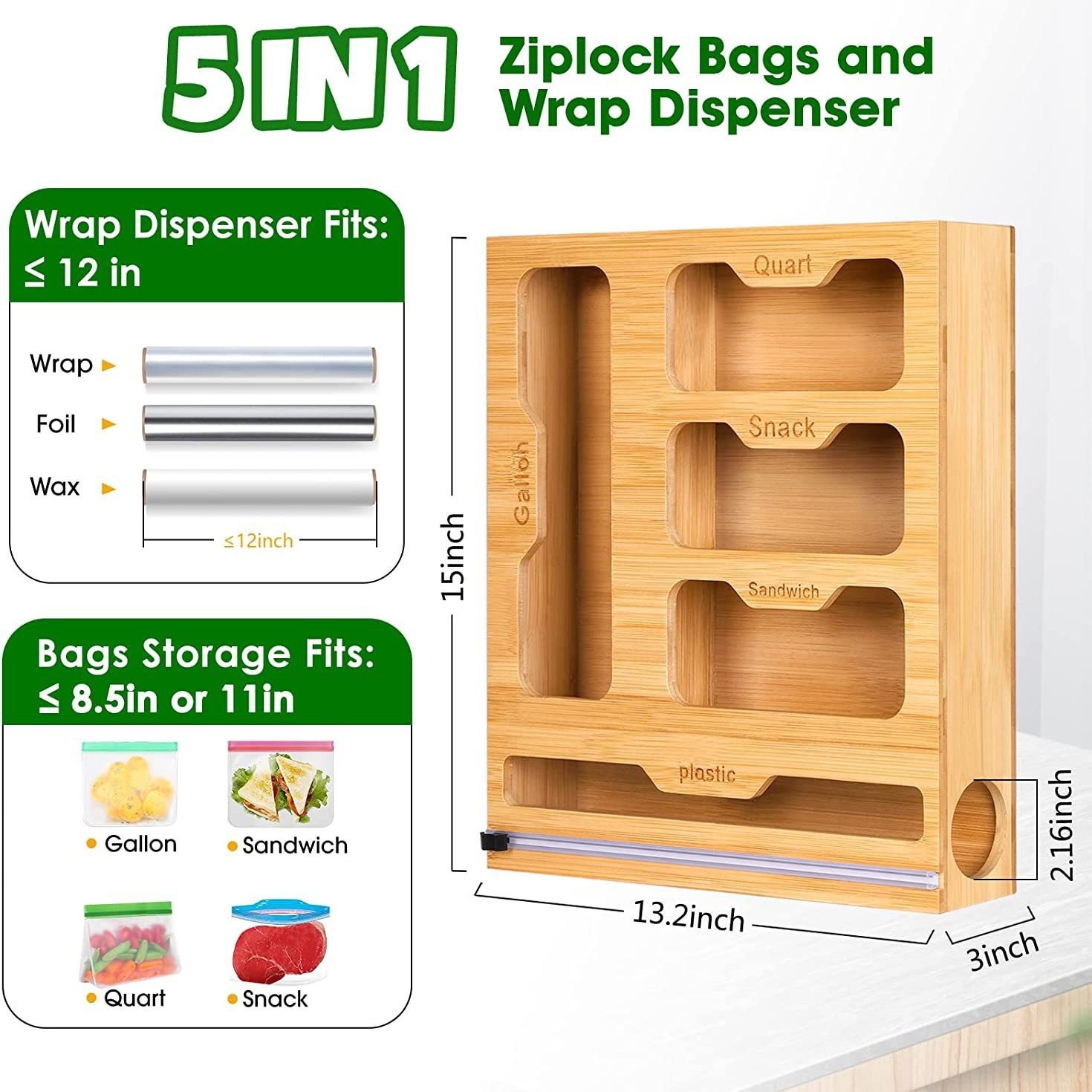 Food Storage Zip Lock Bags - 대나무 지퍼 식품 가방 거치대 호환