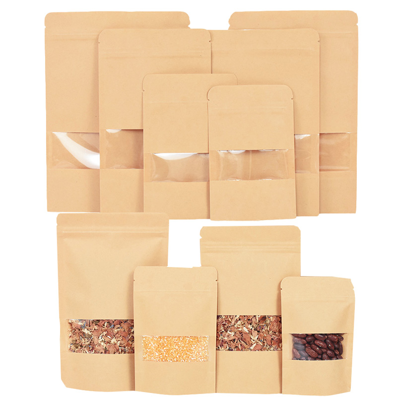 Food Storage Zip Lock Bags - 20/50pcs 크래프트 종이 지퍼 잠금 가방