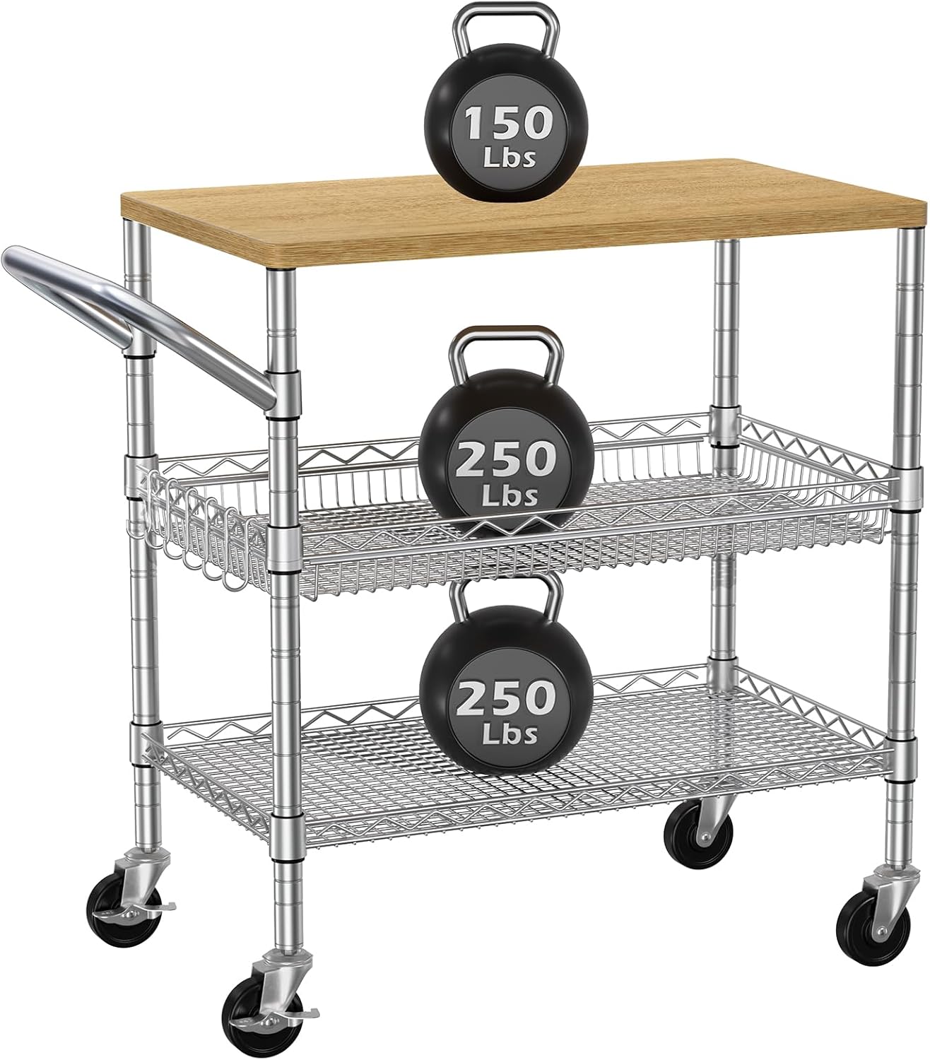 Food Storage On Wheels - 3단 이동식 주방 카트, 바퀴 달린