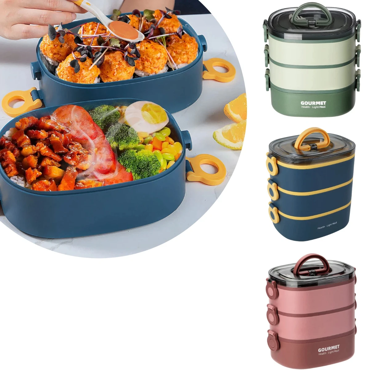 Food Storage To Keep Warm - 휴대용 성인 도시락 2000ML 스택형 누수