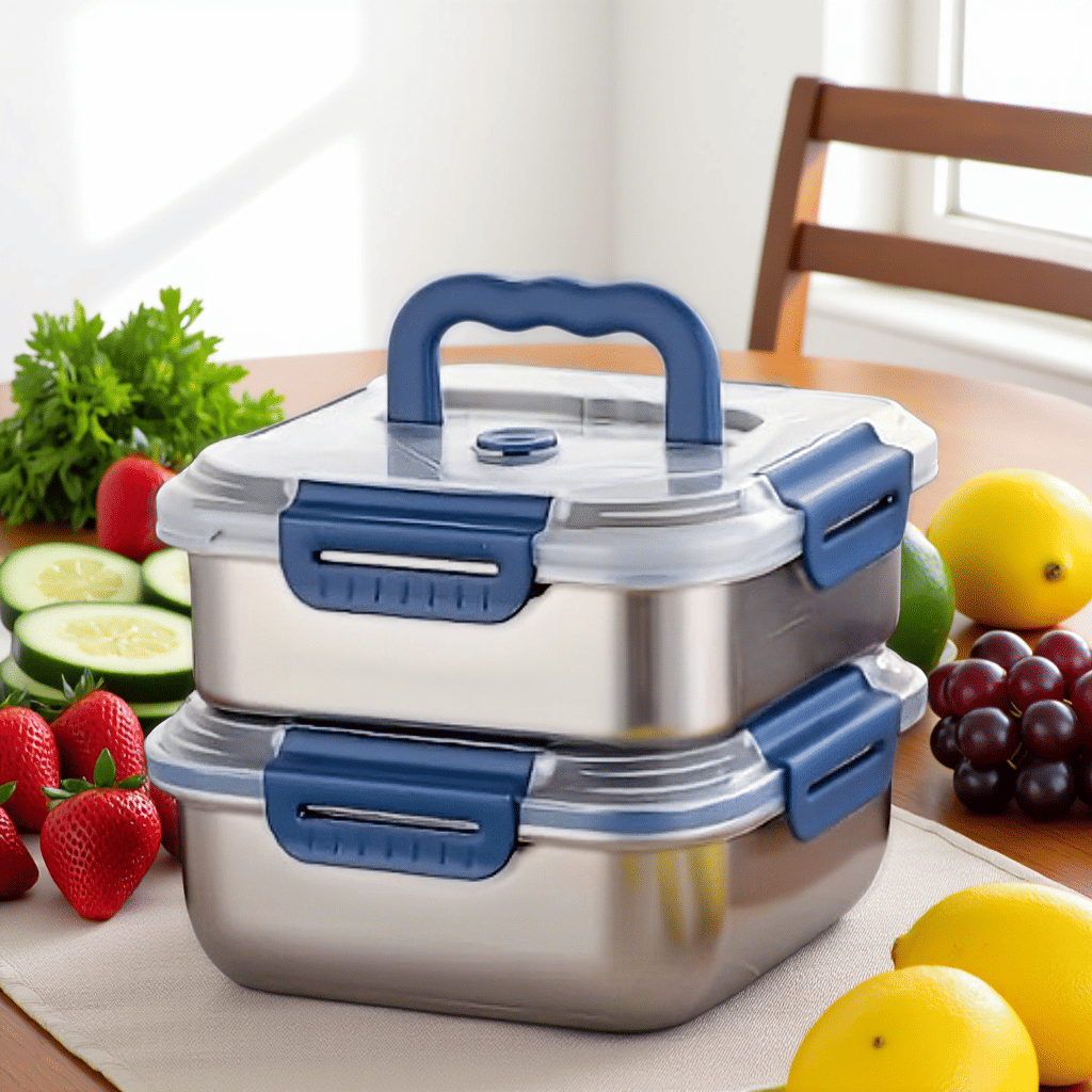 Food Storage Containers Xl - 2PCS 야키모토 초대형 스테인리스 스틸 식품