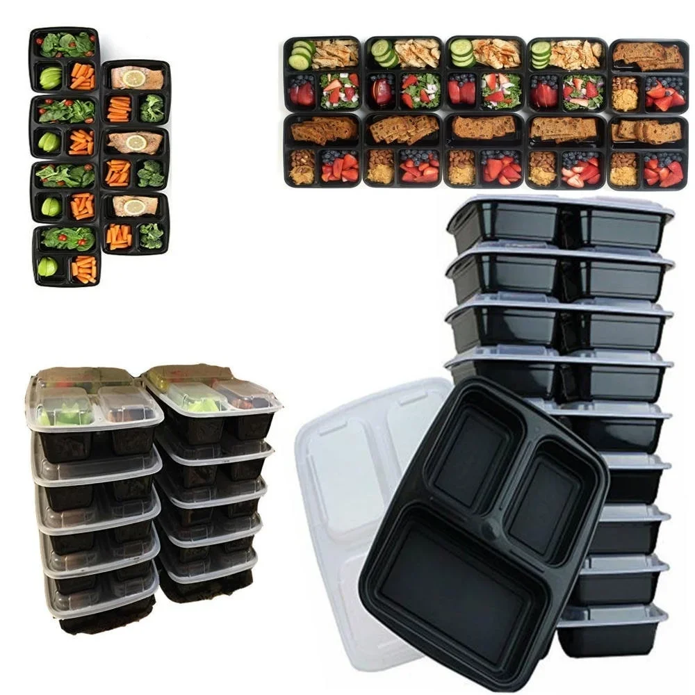 7팩 3칸 식사 준비 용기 뚜껑이 있는 매우 두꺼운 식 - Food Storage Microwave Safe 리뷰 및 가격