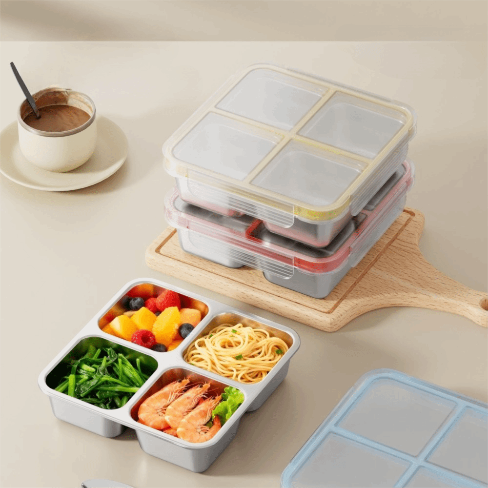 청소가 용이한 사각형 4칸 도시락통, 누수 방지 밀폐형 - Food Storage Microwave Safe 리뷰 및 가격
