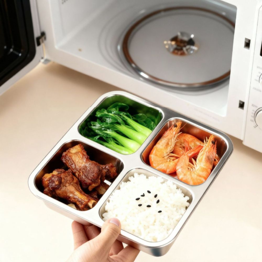 청소가 용이한 사각형 4칸 도시락통, 누수 방지 밀폐형 - Food Storage Microwave Safe 리뷰 및 가격