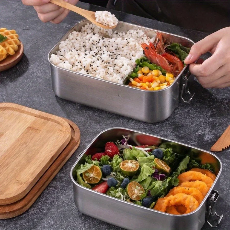 새로운 304 스테인리스 스틸 대나무 뚜껑 도시락, 일 - Food Storage Order 리뷰 및 가격
