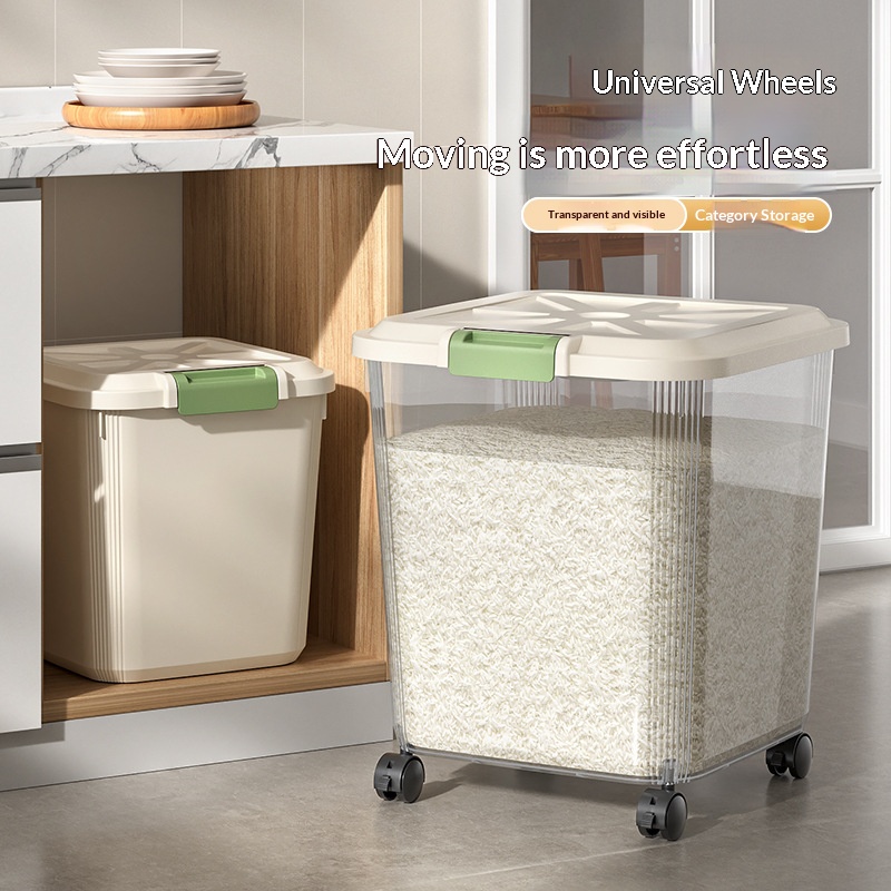 1개입 식품 등급 투명 쌀통(바퀴 포함), 밀폐형 주방 - Food Storage On Wheels 리뷰 및 가격