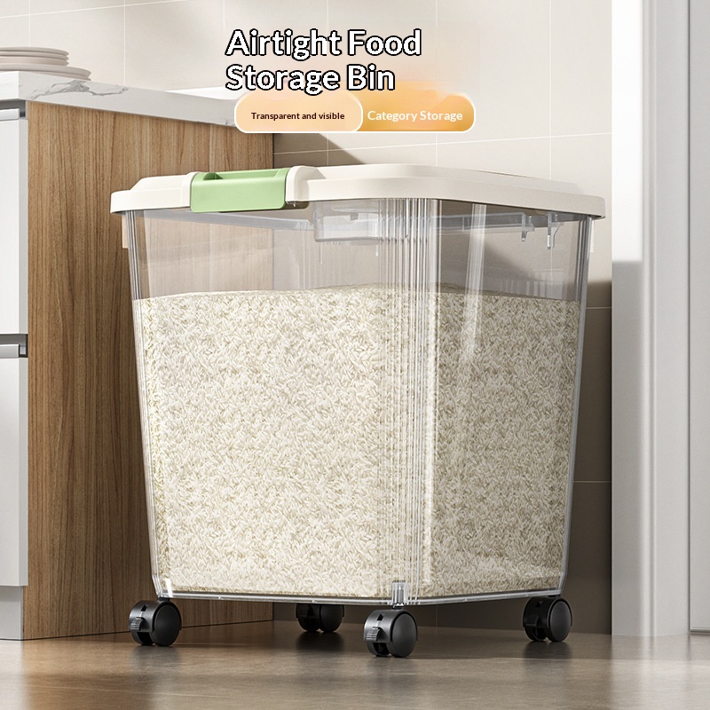 1개입 식품 등급 투명 쌀통(바퀴 포함), 밀폐형 주방 - Food Storage On Wheels 리뷰 및 가격