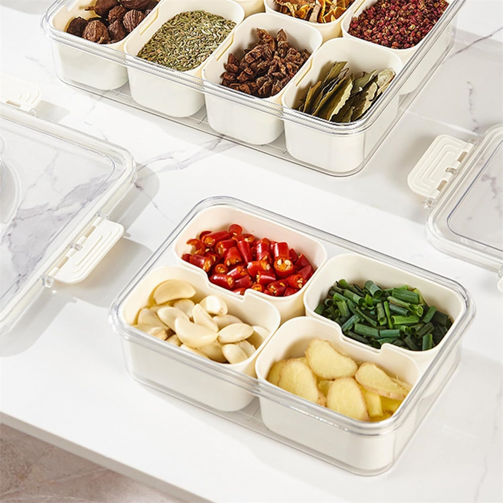 휴대용 식품 보관함, 스낵 보관함, 뚜껑이 있는 4칸, - Food Storage Order 리뷰 및 가격