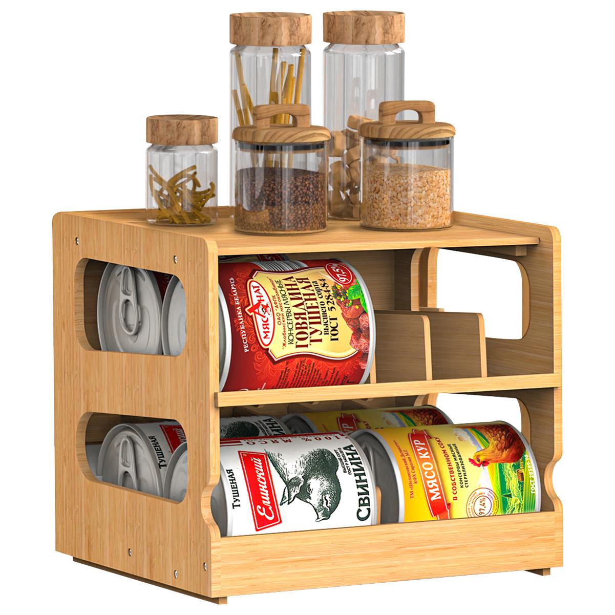 2단 쌓을 수 있는 대나무 캔 정리대, 식료품 저장실  - Food Storage Without Pantry 리뷰 및 가격