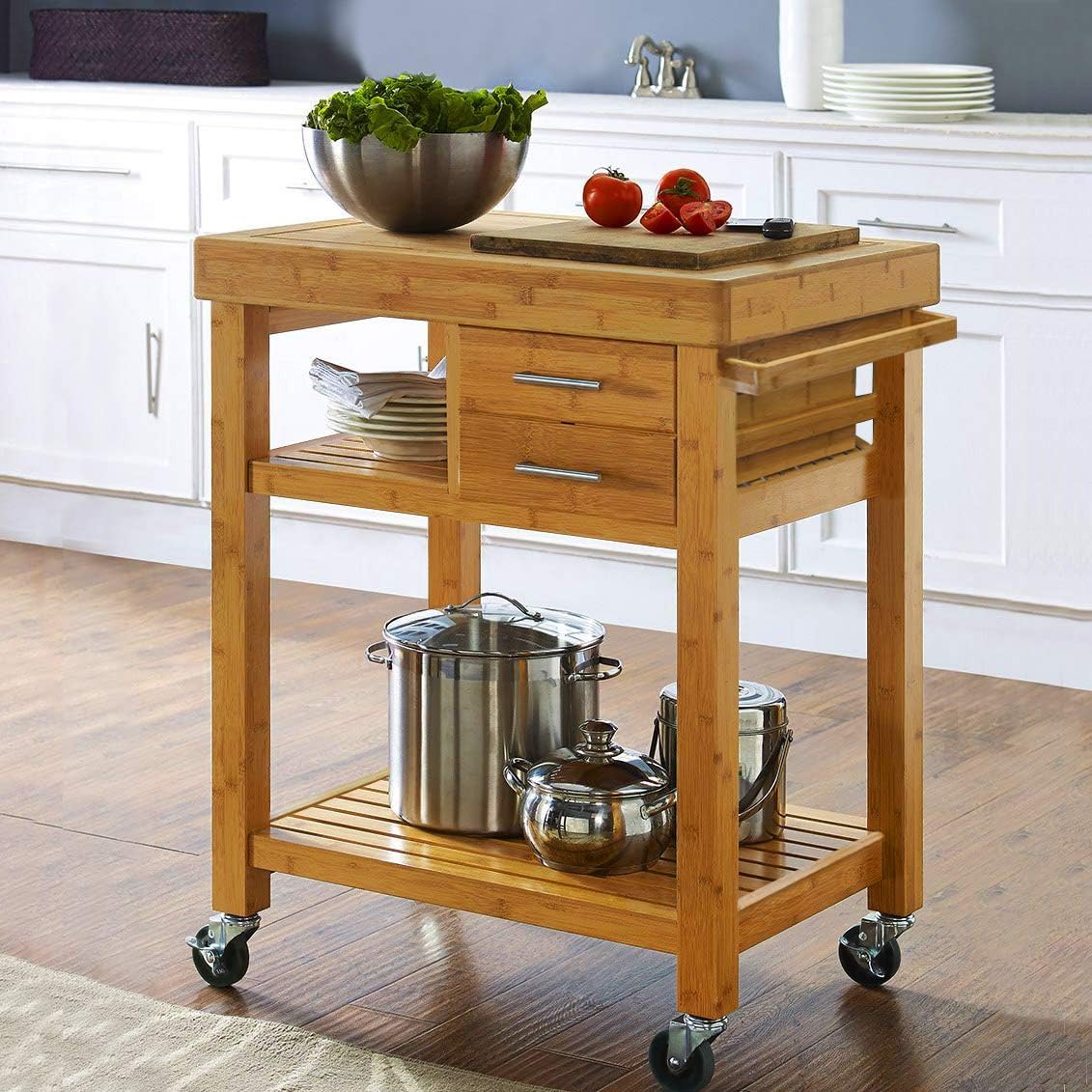 바퀴 달린 이동식 주방 아일랜드 카트, 휴대용 나무 도 - Food Storage On Wheels 리뷰 및 가격