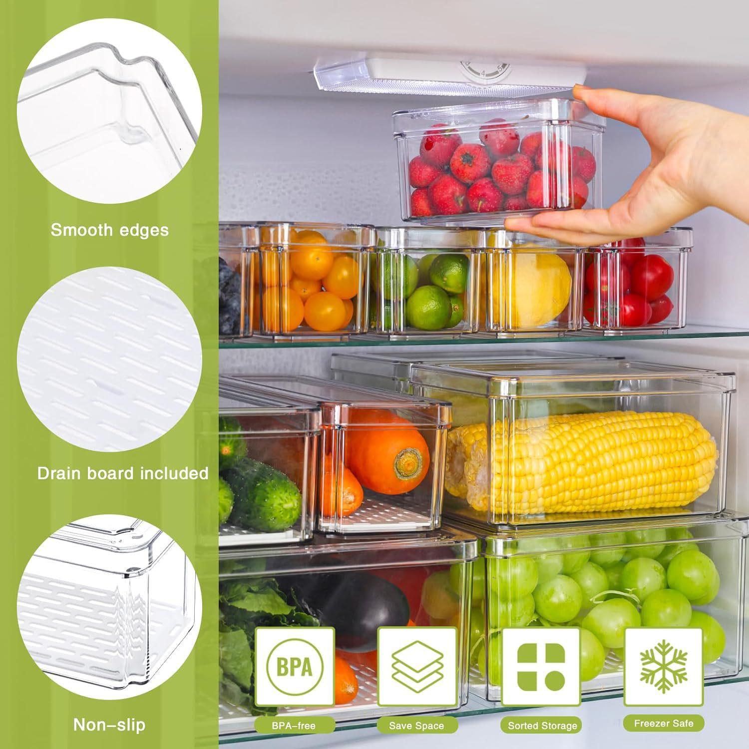 10/14개 뚜껑 있는 냉장고 정리함, 슬라이드형 서랍 - Food Storage Without Pantry 리뷰 및 가격