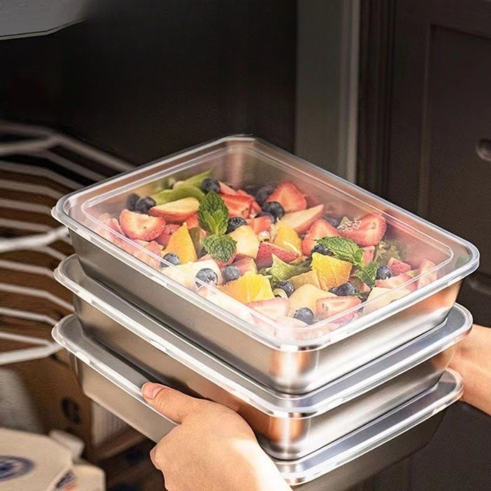 식품 등급 스테인리스 스틸 서빙 트레이(뚜껑 포함),  - Food Storage Order 리뷰 및 가격