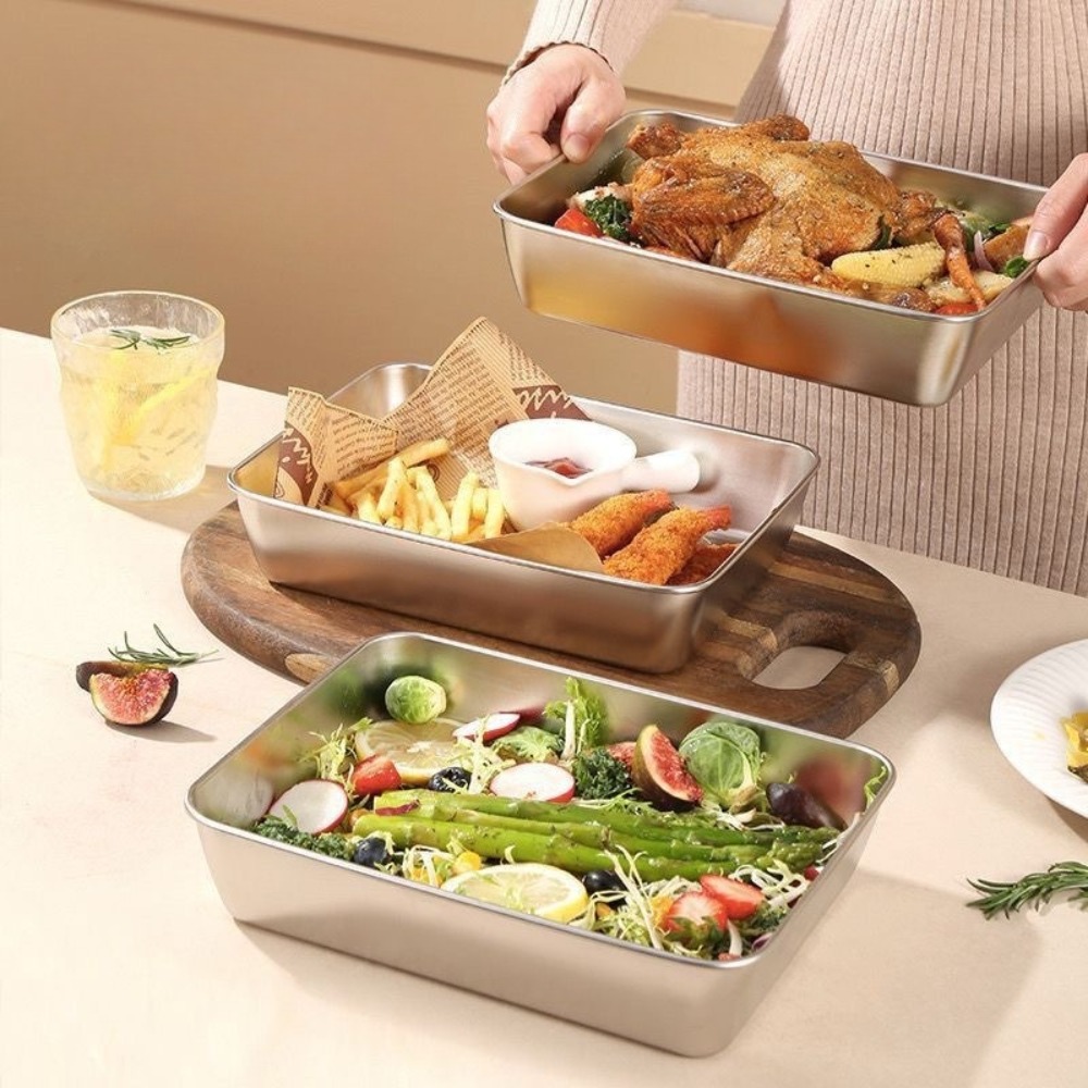 식품 등급 스테인리스 스틸 서빙 트레이(뚜껑 포함),  - Food Storage Order 리뷰 및 가격