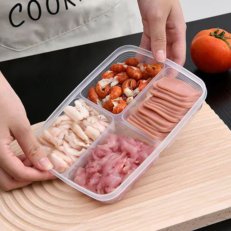 새로운【4칸 플라스틱 보관함 휴대용 칸막이 냉장고 냉동 - Food Storage Order 리뷰 및 가격