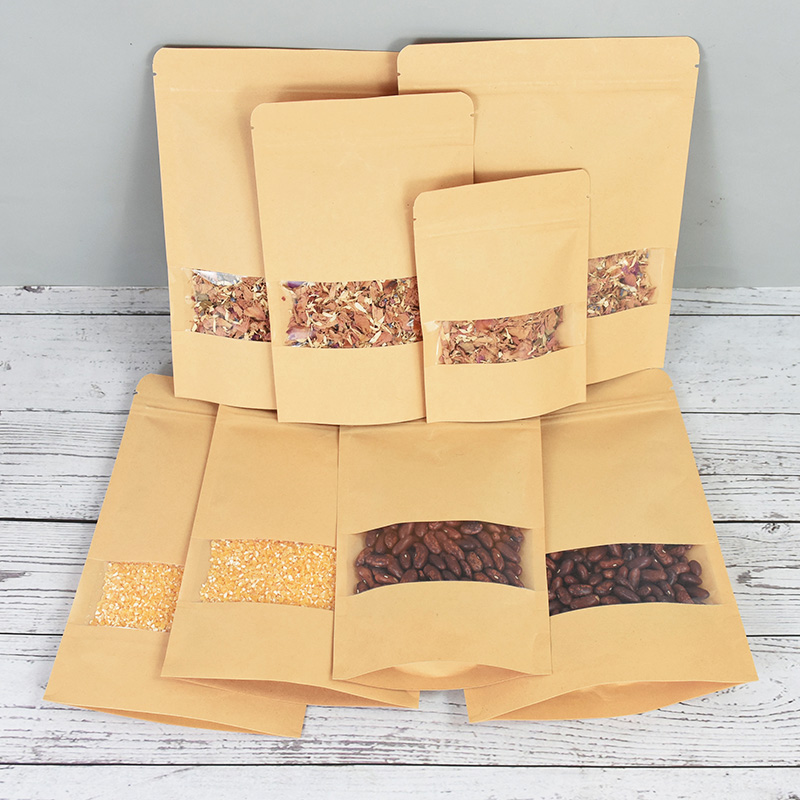 20/50pcs 크래프트 종이 지퍼 잠금 가방 창 음식 - Food Storage Zip Lock Bags 리뷰 및 가격