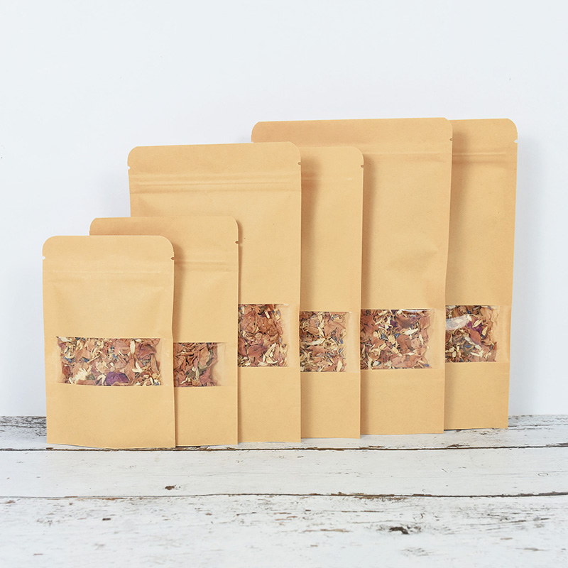 20/50pcs 크래프트 종이 지퍼 잠금 가방 창 음식 - Food Storage Zip Lock Bags 리뷰 및 가격