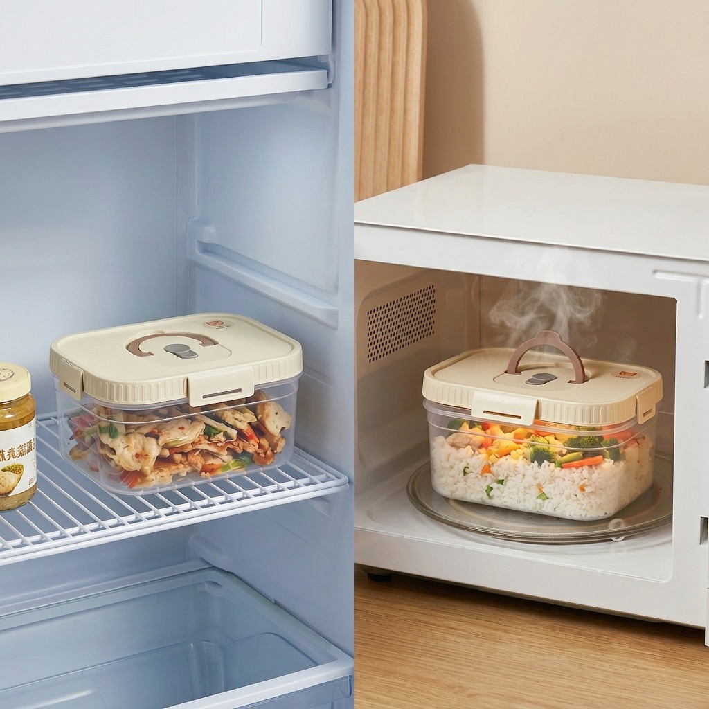 손잡이가 있는 투명 플라스틱 식품 보관함, 밀폐형 과일 - Food Storage Microwave Safe 리뷰 및 가격